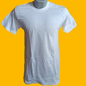 Vintage T-shirt SIngle Stitch Large 1970's Plain White Fruit Loom Blank USA Crew